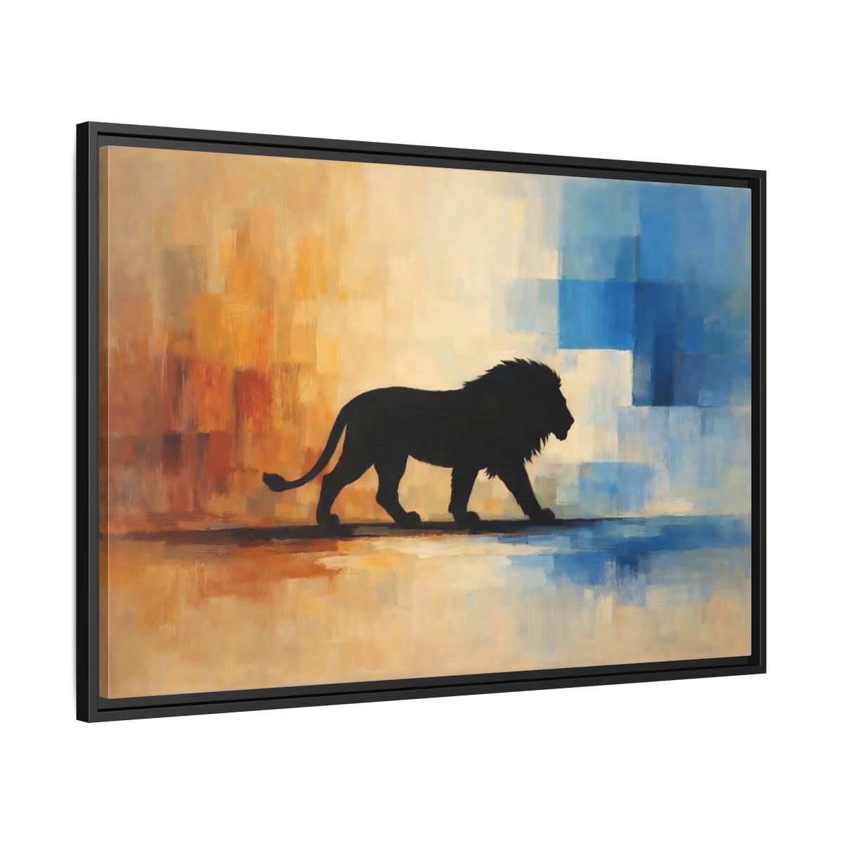 Side Mockup 13. Animals Lion Silhouette Abstract Lion Art shown as stretched canvas wall art
