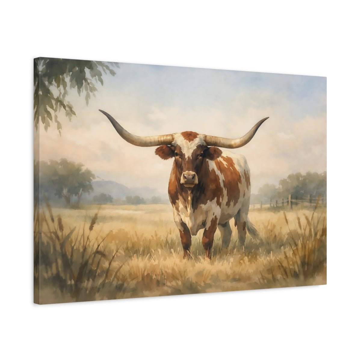 Animals Longhorn Brown - Canvas Wall Art Print - YesArtYes