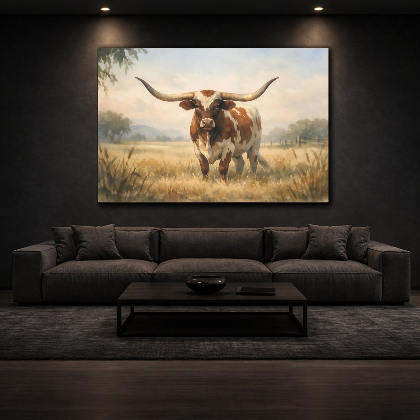 Animals Longhorn Brown - Canvas Wall Art Print - YesArtYes