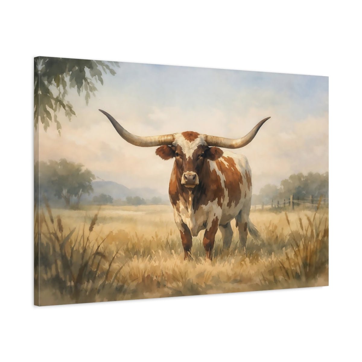 Animals Longhorn Brown - Canvas Wall Art Print - YesArtYes