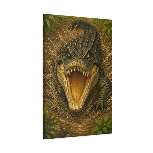Main Mockup. Animals Lunging Crocodile Illustration shown as canvas print