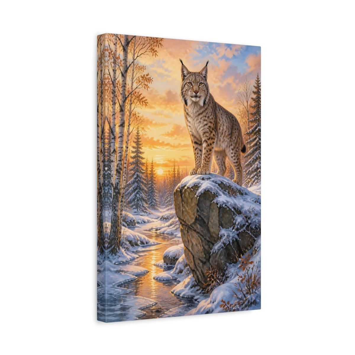 Side Mockup 4. Animals Lynx At Golden Sunset shown as canvas print