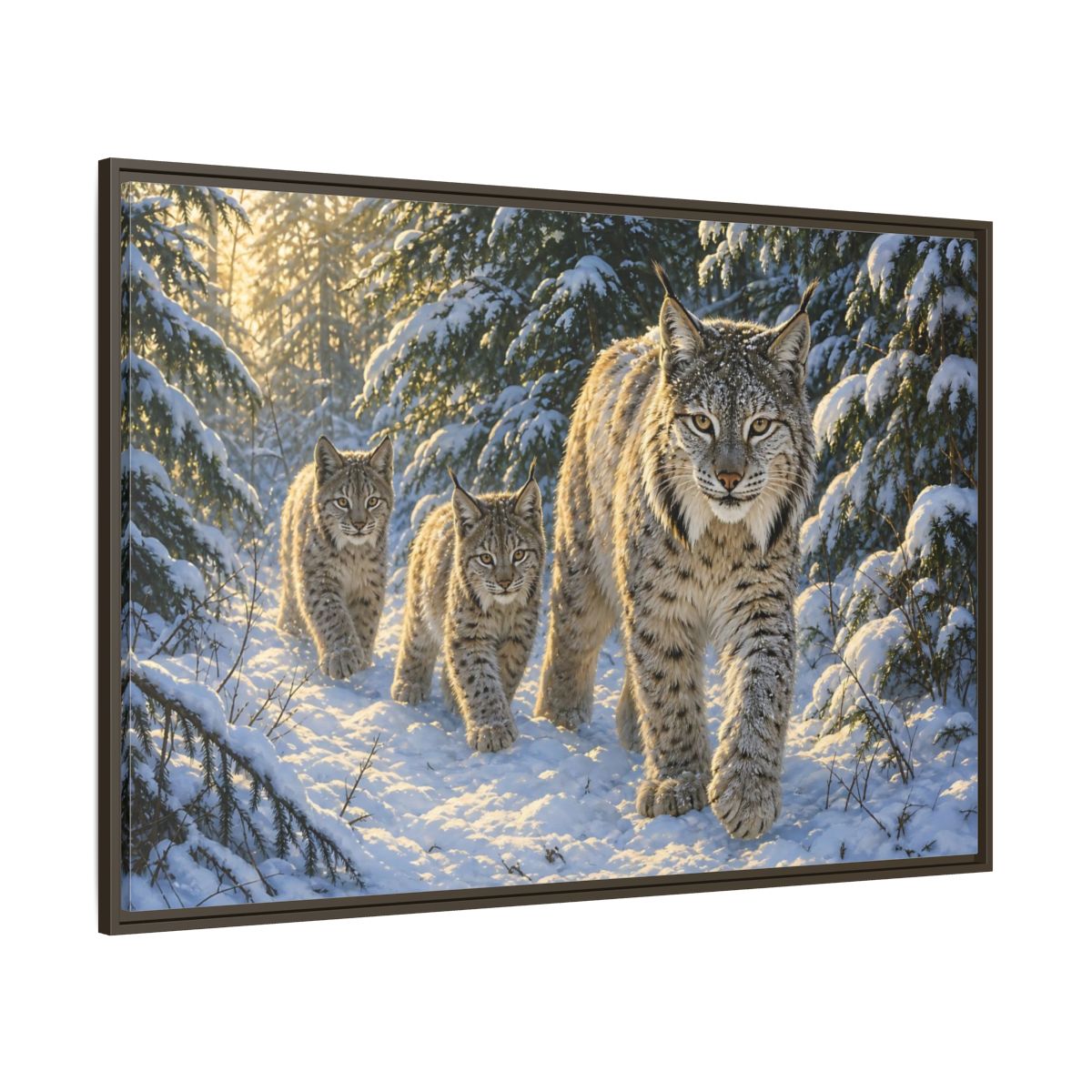 Side Mockup 8. Animals Lynx Snowy Lynx shown as stretched canvas wall art