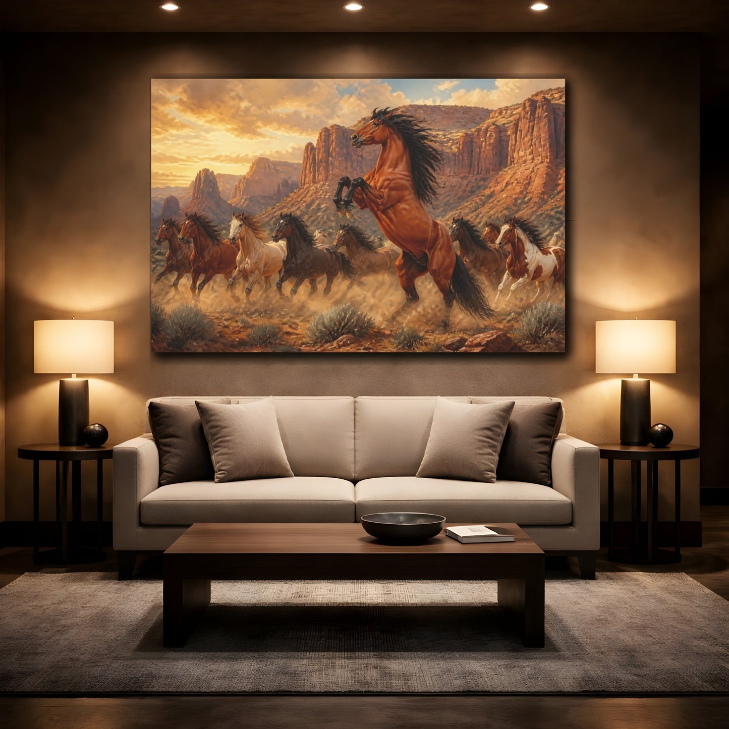 Mockup 2. Animals Majestic Rearing Horse shown as canvas print