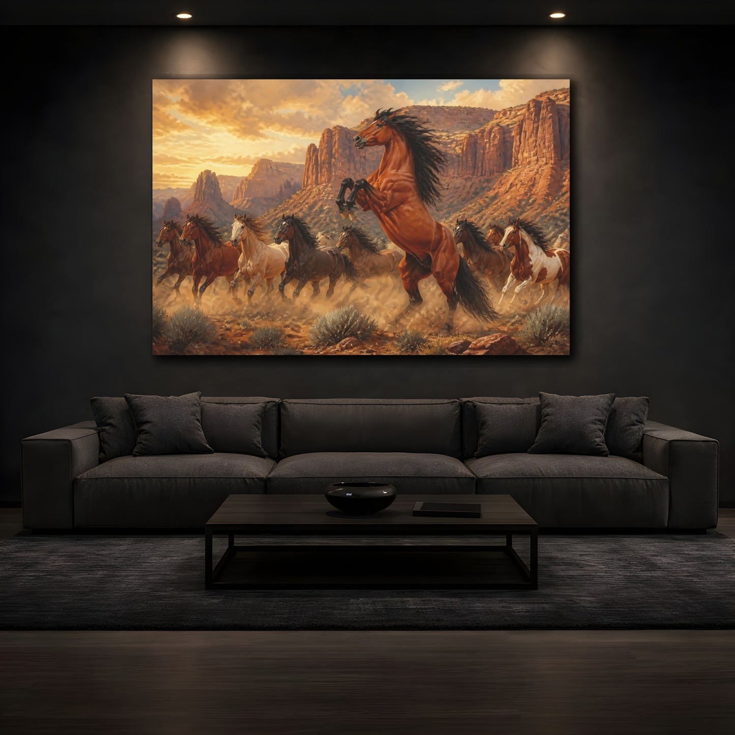 Mockup 3. Animals Majestic Rearing Horse shown as canvas print