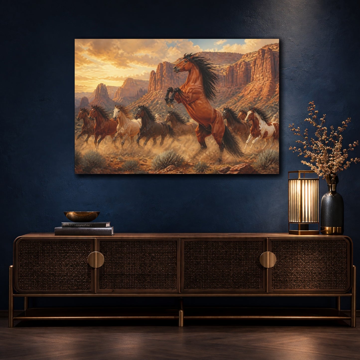 Mockup 4. Animals Majestic Rearing Horse shown as canvas print