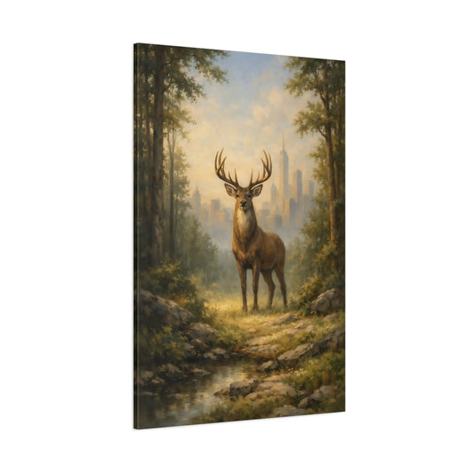 Main Mockup. Animals Majestic Stag Stag Landscape shown as stretched canvas wall art