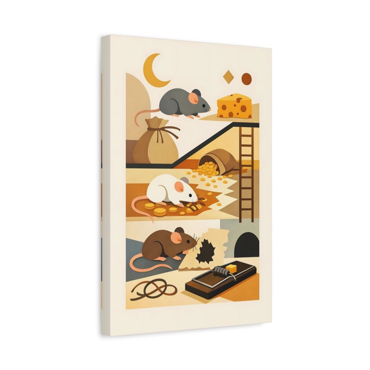 Animals Mice And Cheese - Canvas Wall Art Print - YesArtYes