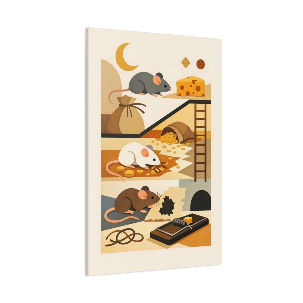 Main Mockup. Animals Mice Mice And Cheese shown as stretched canvas wall art