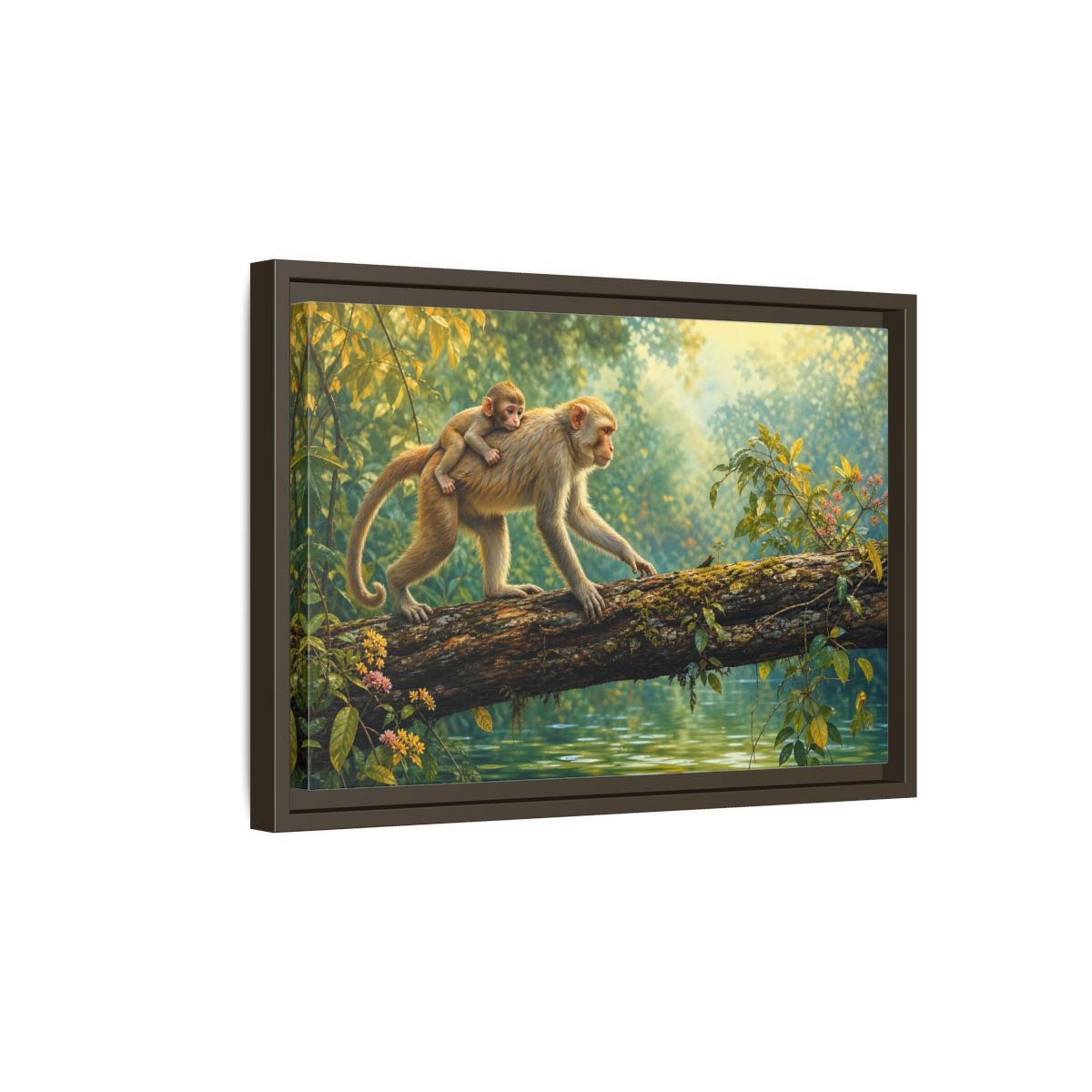 Side Mockup 5. Animals Monkeys Monkeys In Jungle shown as stretched canvas wall art
