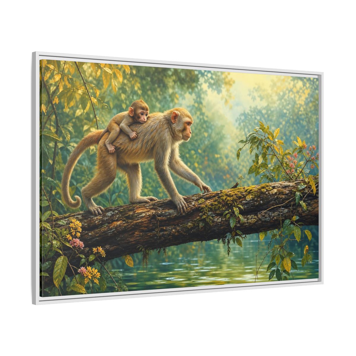 Side Mockup 7. Animals Monkeys Monkeys In Jungle shown as stretched canvas wall art