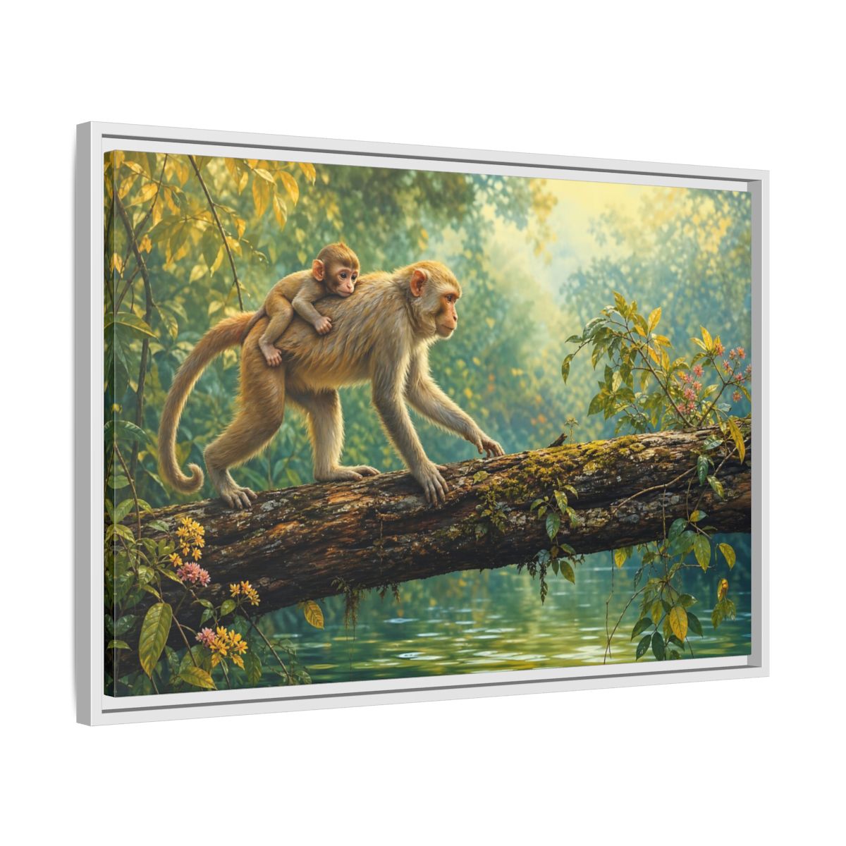 Side Mockup 10. Animals Monkeys Monkeys In Jungle shown as stretched canvas wall art