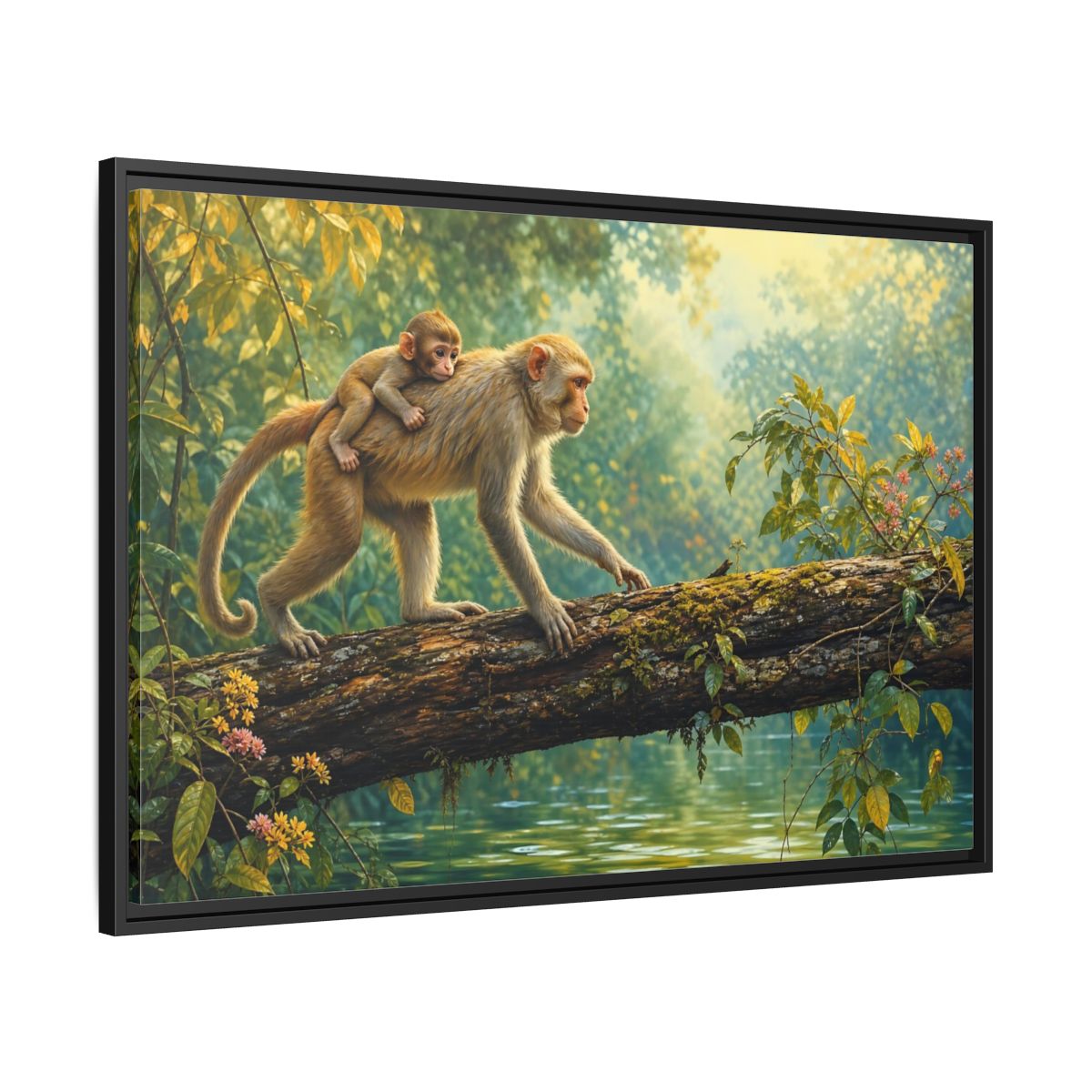 Side Mockup 13. Animals Monkeys Monkeys In Jungle shown as stretched canvas wall art