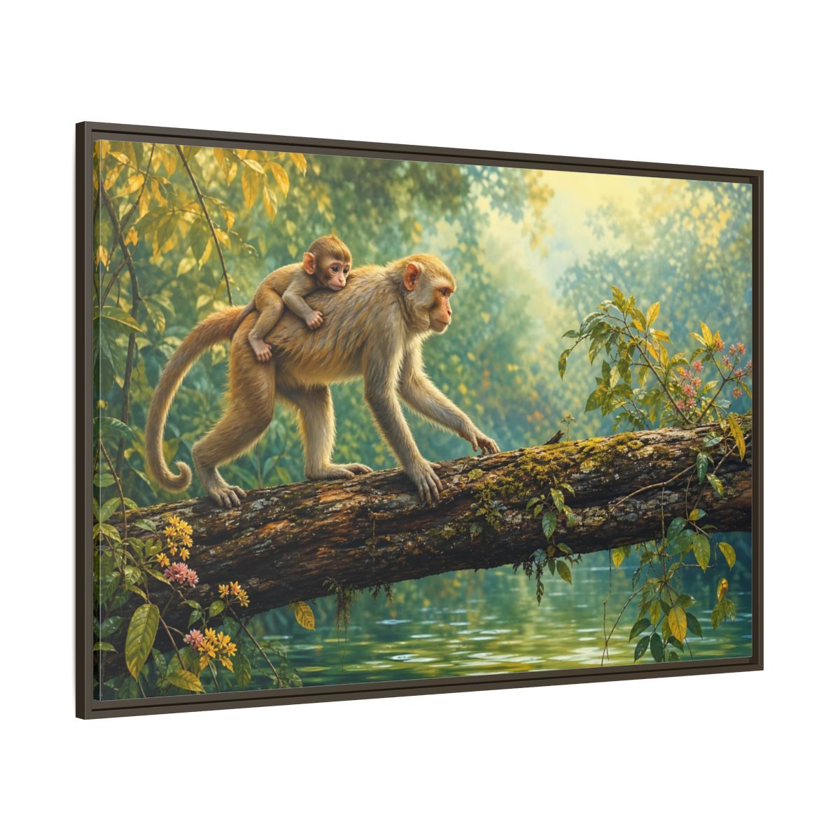 Side Mockup 8. Animals Monkeys Monkeys In Jungle shown as stretched canvas wall art