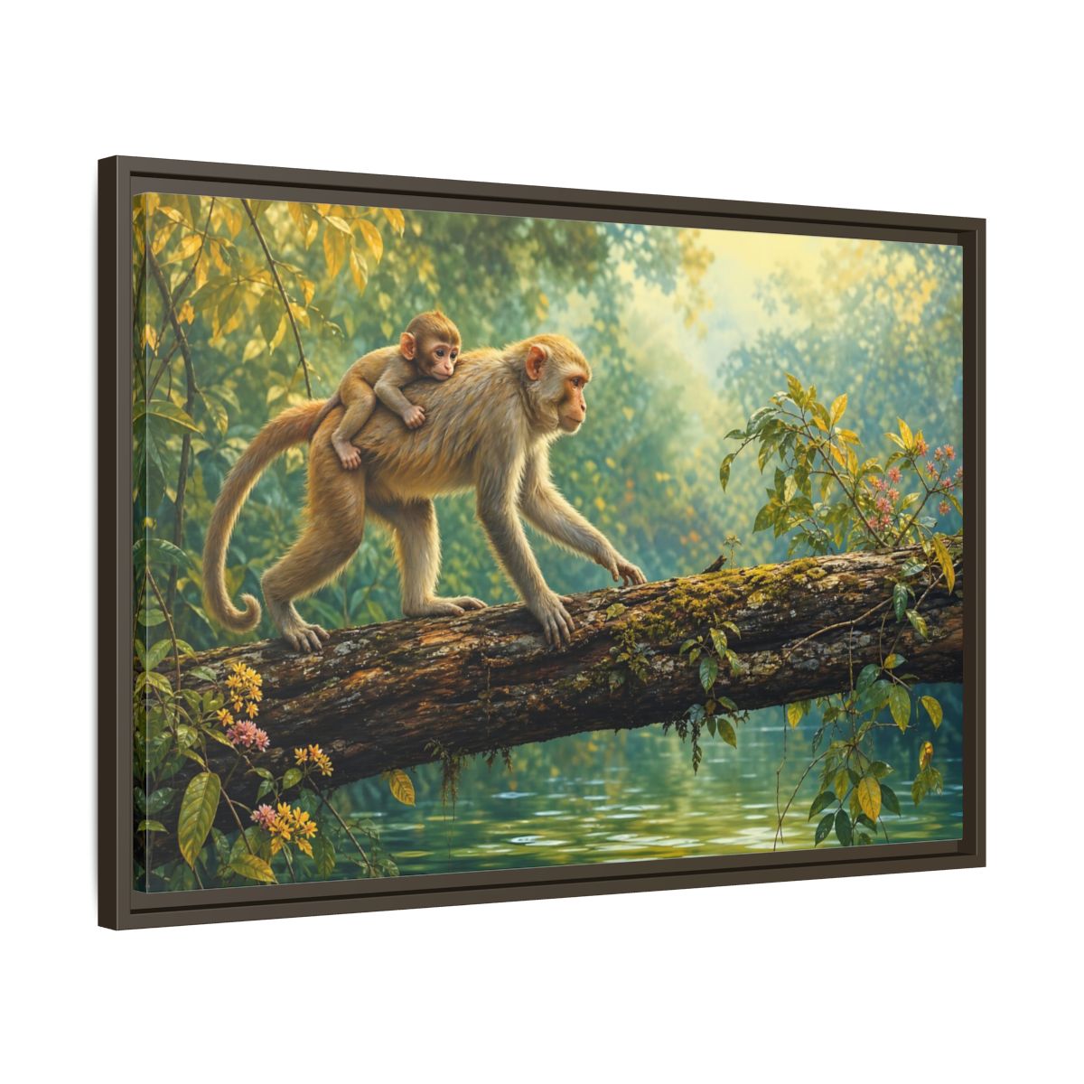 Side Mockup 11. Animals Monkeys Monkeys In Jungle shown as stretched canvas wall art