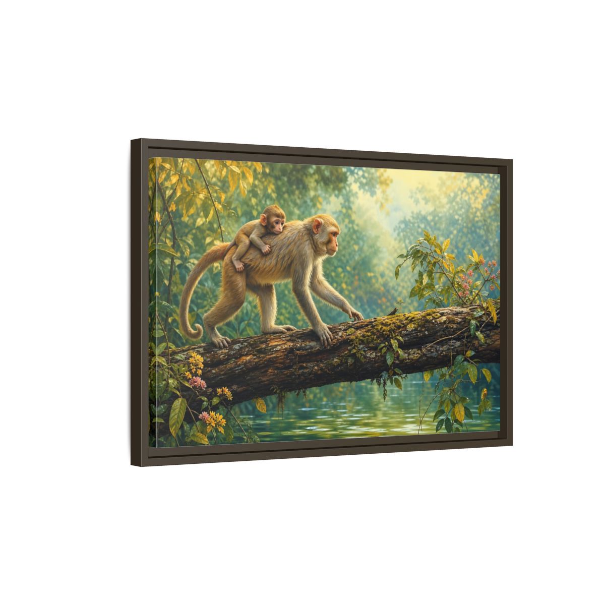 Side Mockup 2. Animals Monkeys Monkeys In Jungle shown as stretched canvas wall art
