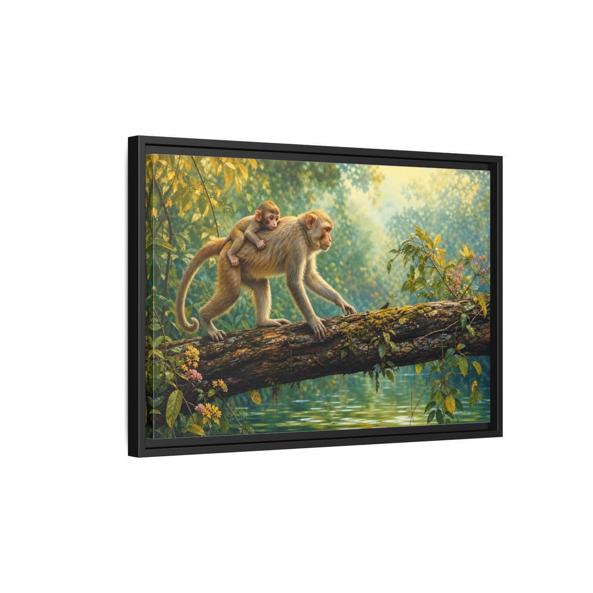 Side Mockup 3. Animals Monkeys Monkeys In Jungle shown as stretched canvas wall art