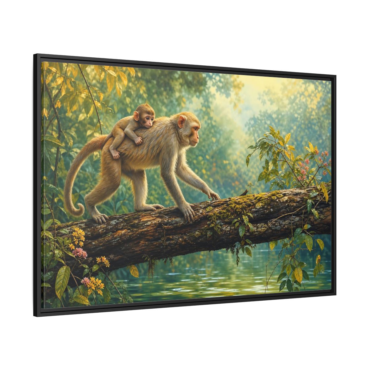 Side Mockup 12. Animals Monkeys Monkeys In Jungle shown as stretched canvas wall art