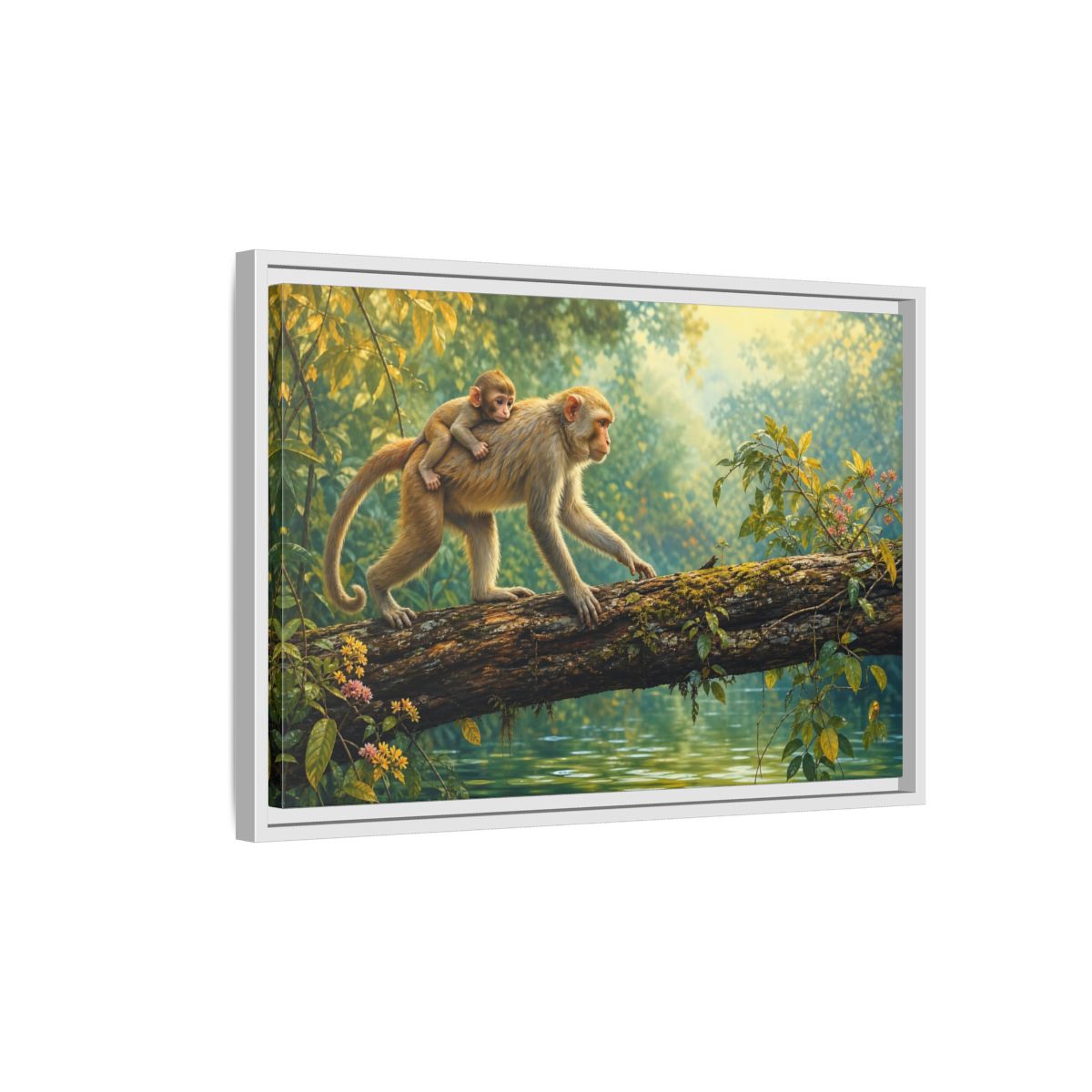 Side Mockup 1. Animals Monkeys Monkeys In Jungle shown as stretched canvas wall art