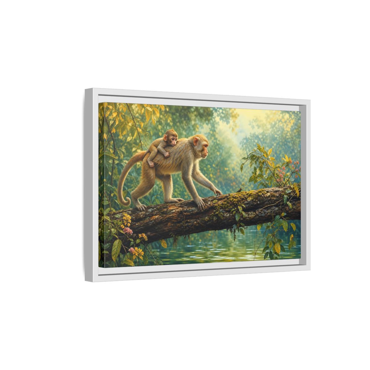 Side Mockup 4. Animals Monkeys Monkeys In Jungle shown as stretched canvas wall art