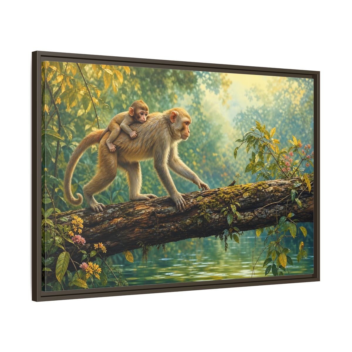 Main Mockup. Animals Monkeys Monkeys In Jungle shown as stretched canvas wall art