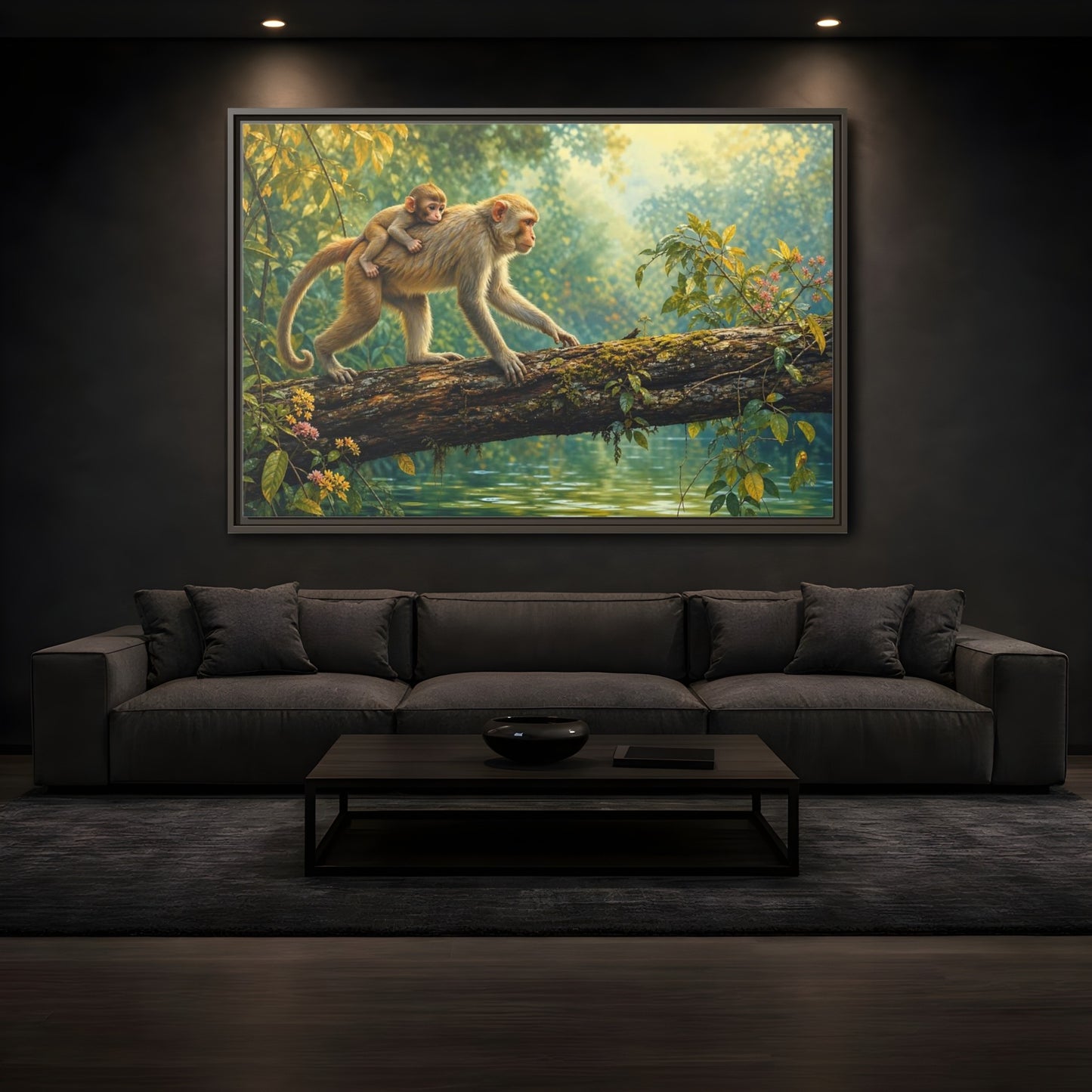 Mockup 3. Animals Monkeys Monkeys In Jungle shown as stretched canvas wall art