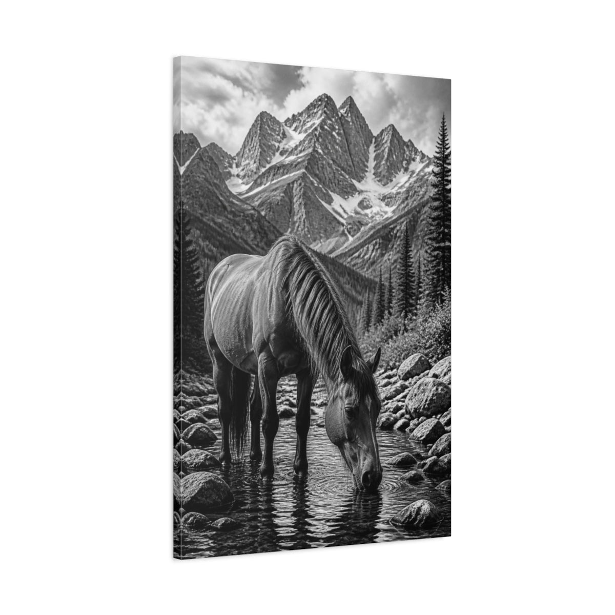 Main Mockup. Animals Mountain Horse Drinking shown as canvas print