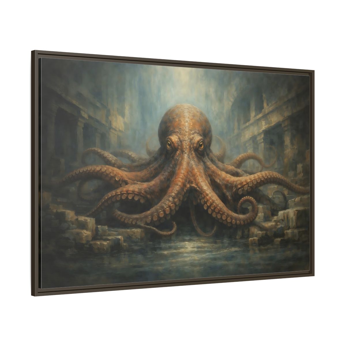 Main Mockup. Animals Octopus Brown Octopus Art shown as stretched canvas wall art
