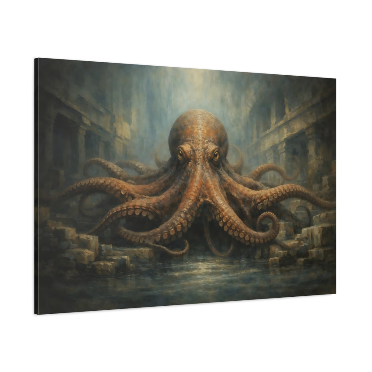 Main Mockup. Animals Octopus Underwater Octopus shown as stretched canvas wall art