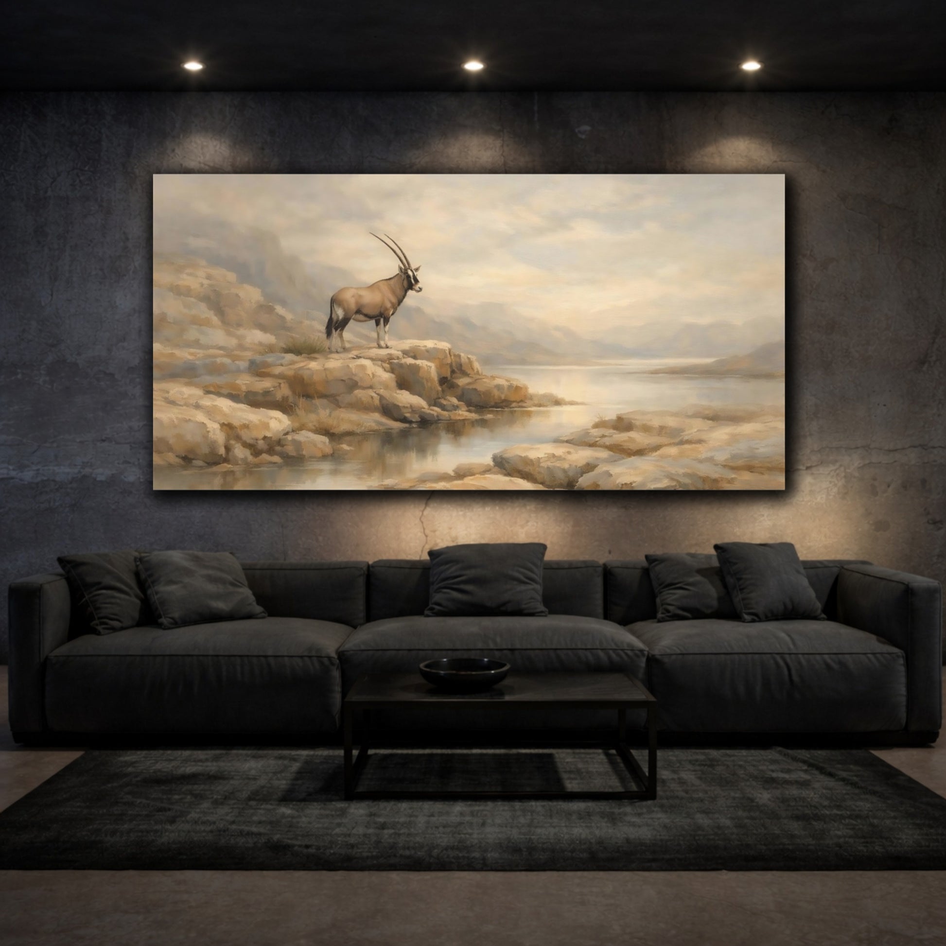 Mockup 2. Animals Oryx Oryx Landscape shown as stretched canvas wall art