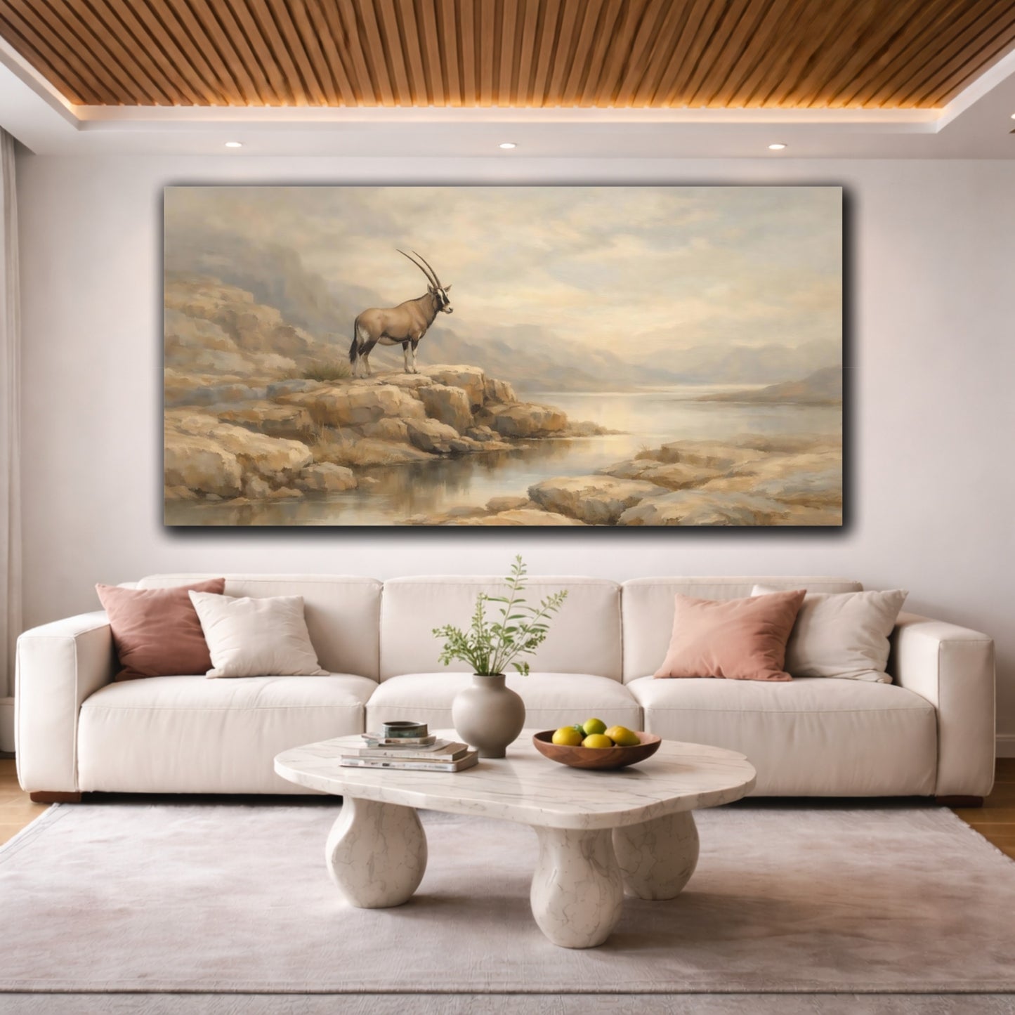 Mockup 3. Animals Oryx Oryx Landscape shown as stretched canvas wall art