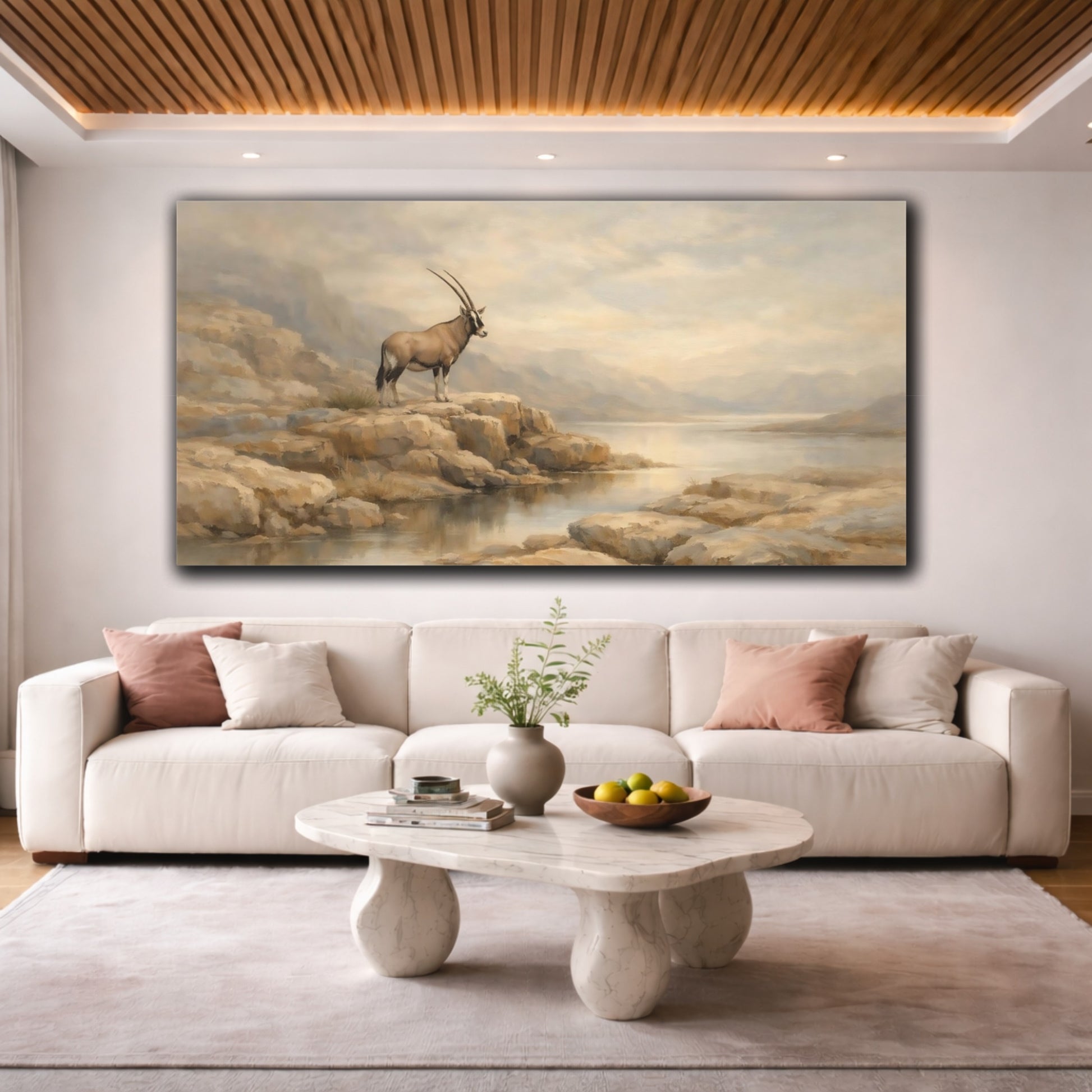 Mockup 3. Animals Oryx Oryx Landscape shown as stretched canvas wall art