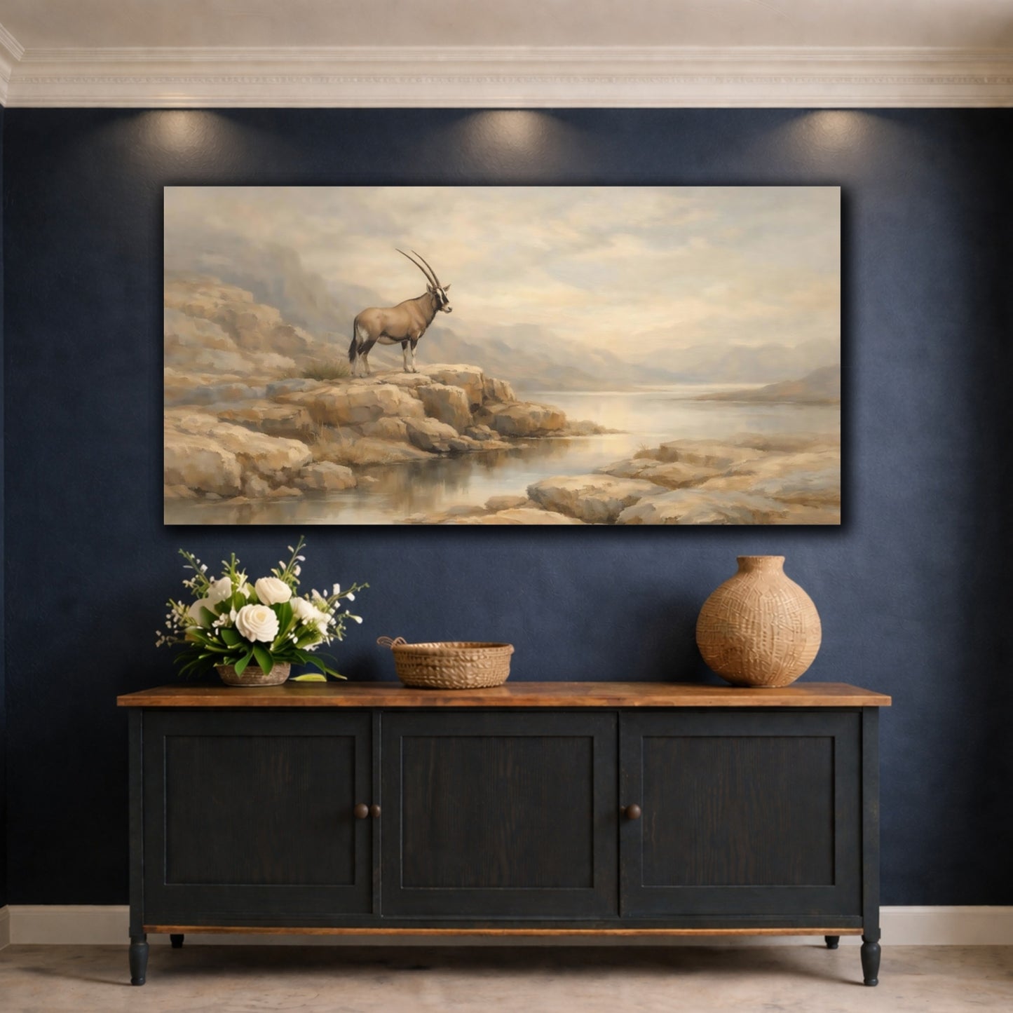 Mockup 4. Animals Oryx Oryx Landscape shown as stretched canvas wall art