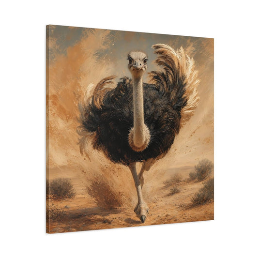 Animals Ostrich Brown And Beige Canvas Print Wall Art – Living Room Decor, Above Sofa - YesArtYes
