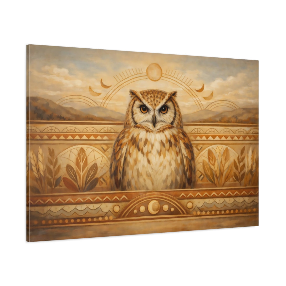Main Mockup. Animals Owl Brown Owl shown as stretched canvas wall art