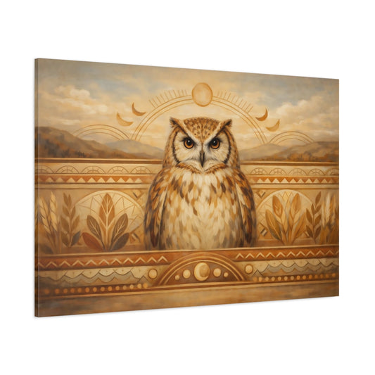 Main Mockup. Animals Owl Brown Owl shown as stretched canvas wall art