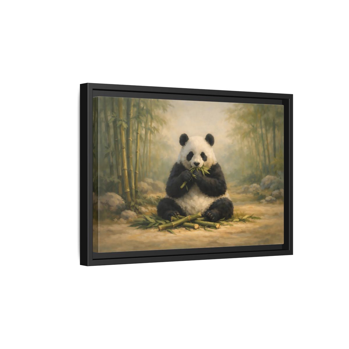 Side Mockup 6. Animals Panda Panda In Bamboo shown as stretched canvas wall art