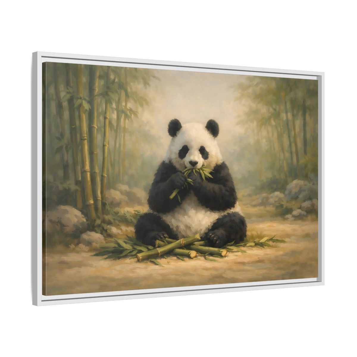Side Mockup 8. Animals Panda Panda In Bamboo shown as stretched canvas wall art