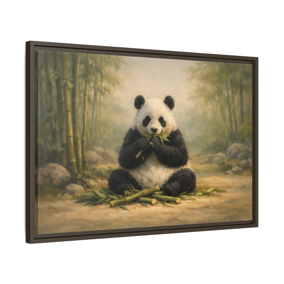 Side Mockup 11. Animals Panda Panda In Bamboo shown as stretched canvas wall art