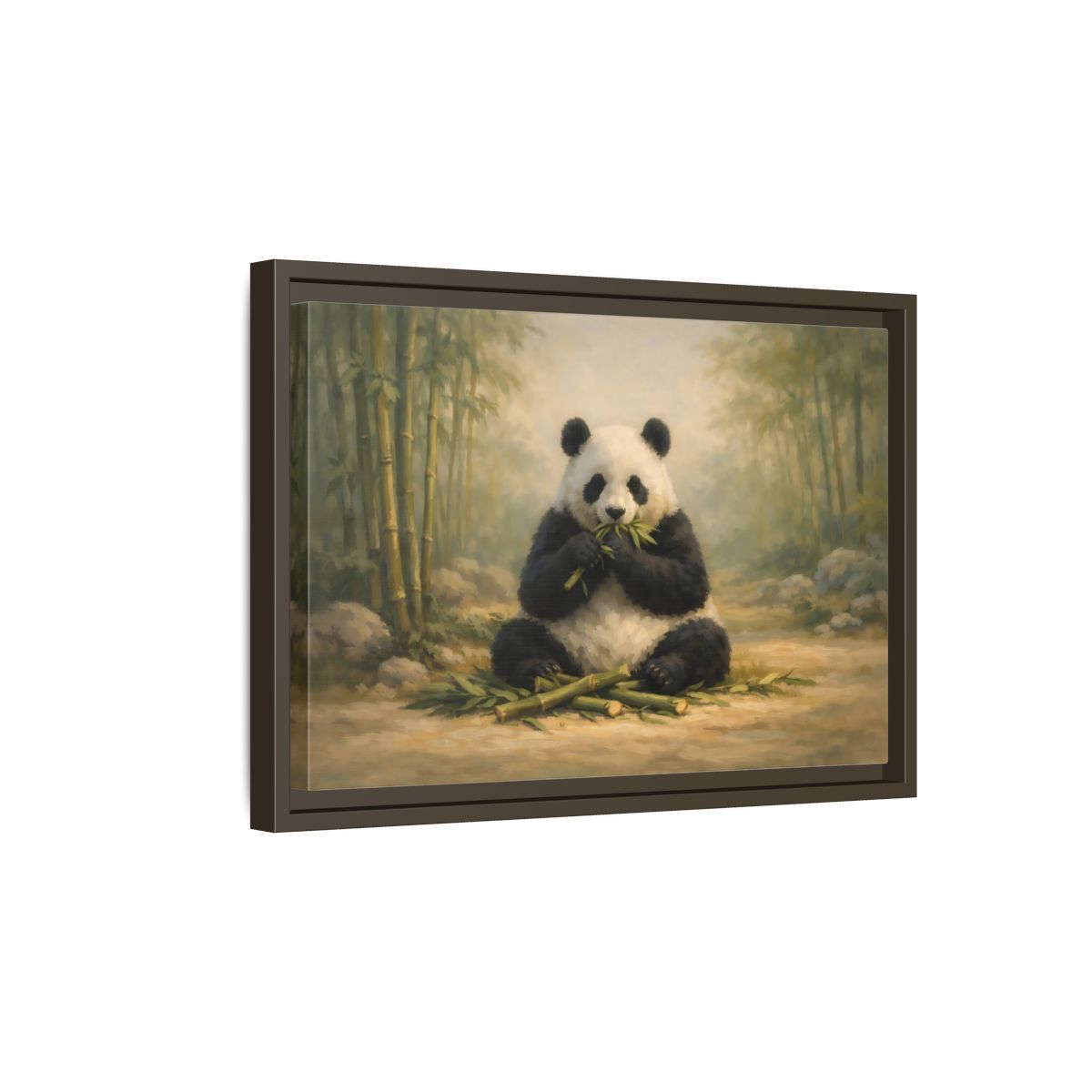 Side Mockup 5. Animals Panda Panda In Bamboo shown as stretched canvas wall art