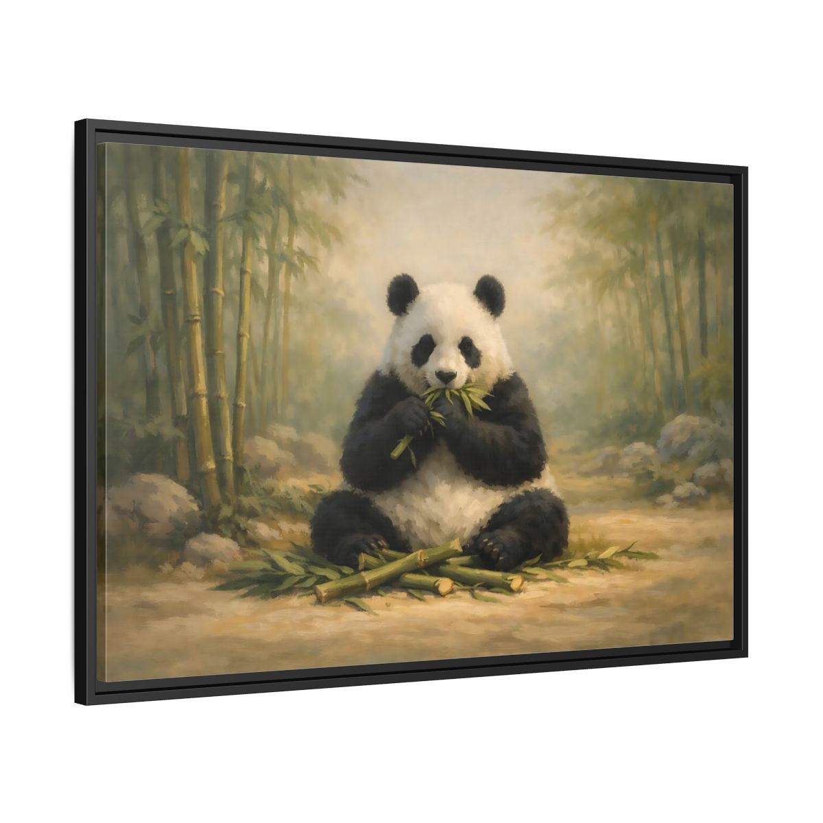 Side Mockup 13. Animals Panda Panda In Bamboo shown as stretched canvas wall art