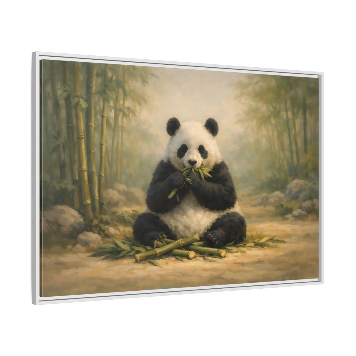 Side Mockup 7. Animals Panda Panda In Bamboo shown as stretched canvas wall art