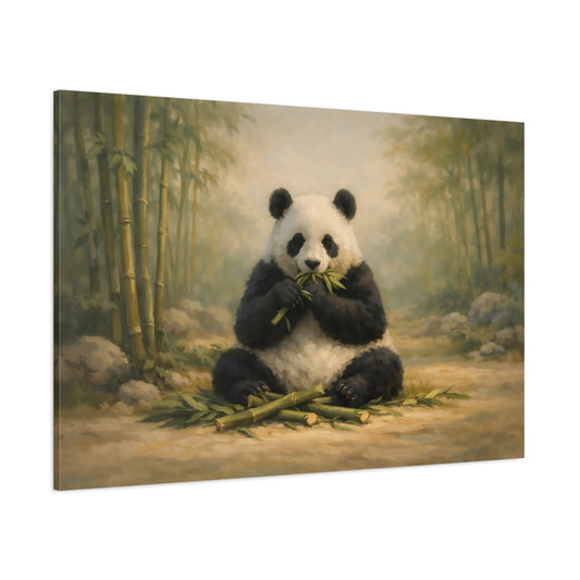 Main Mockup. Animals Panda Panda Bamboo Art shown as stretched canvas wall art