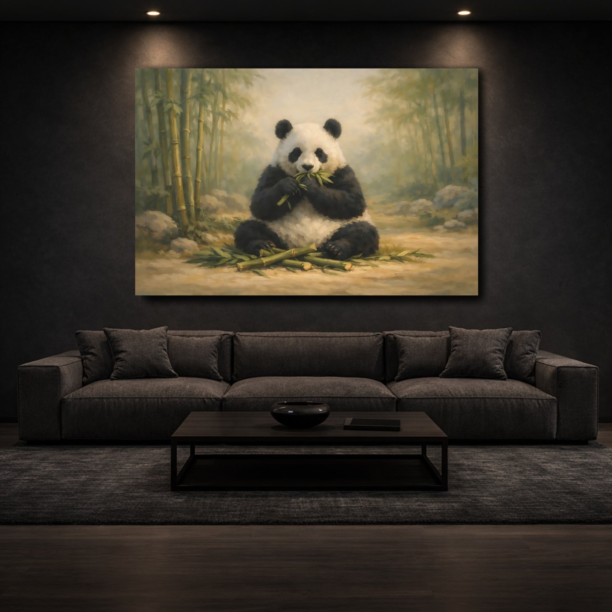 Mockup 2. Animals Panda Panda Bamboo Art shown as stretched canvas wall art