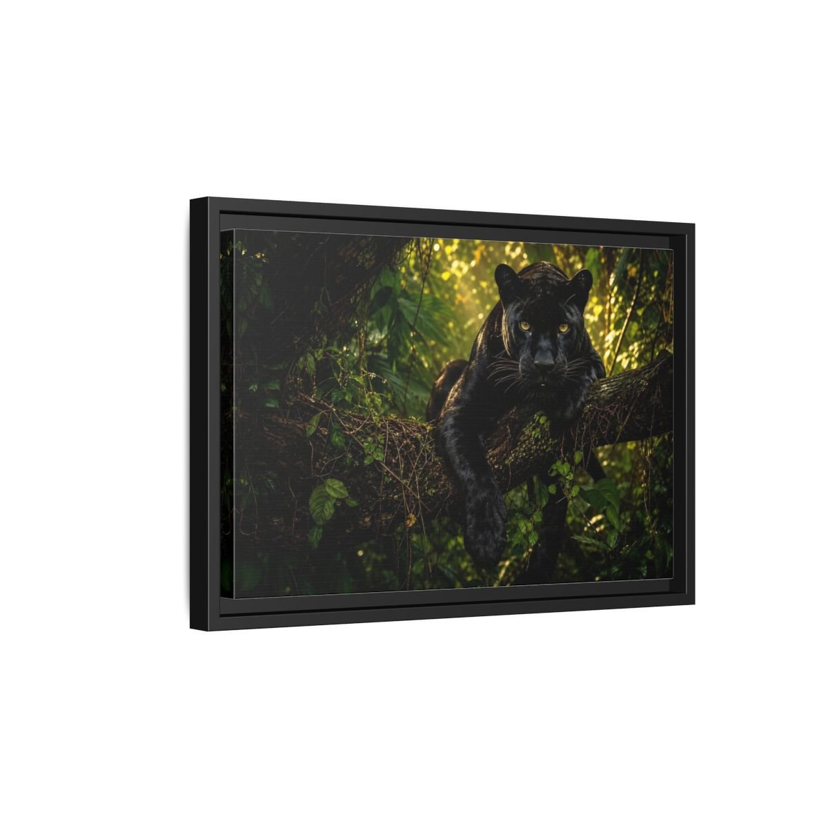 Animals Panther Black Framed Canvas Print – realistic Living Room, Above Couch - YesArtYes