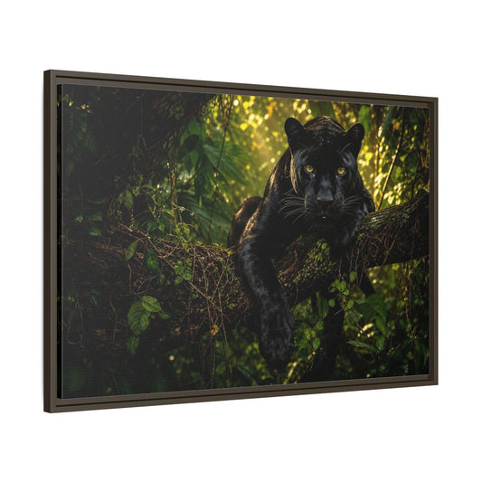 Animals Panther Black Framed Canvas Print – realistic Living Room, Above Couch - YesArtYes