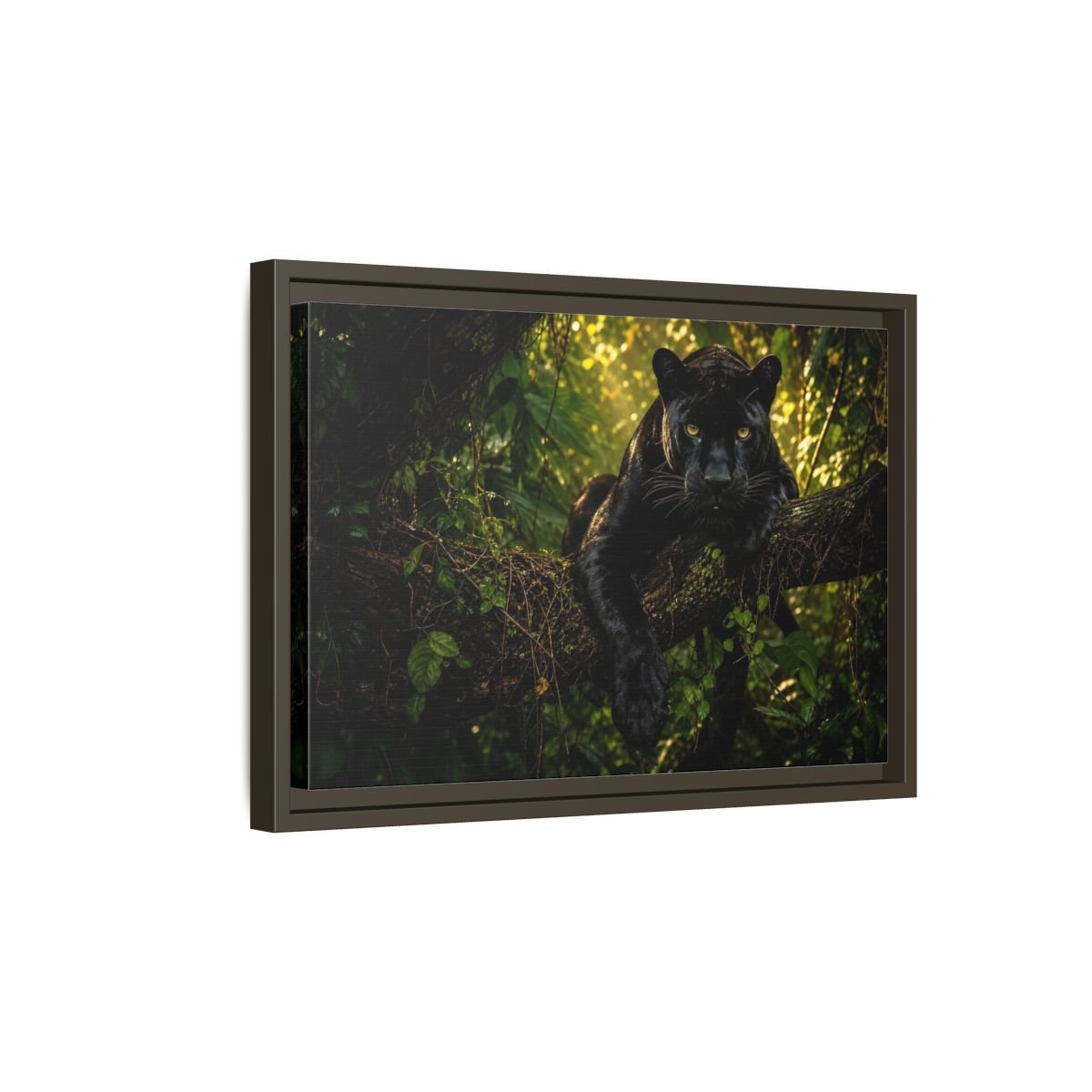 Animals Panther Black Framed Canvas Print – realistic Living Room, Above Couch - YesArtYes