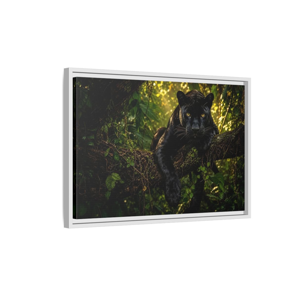 Animals Panther Black Framed Canvas Print – realistic Living Room, Above Couch - YesArtYes