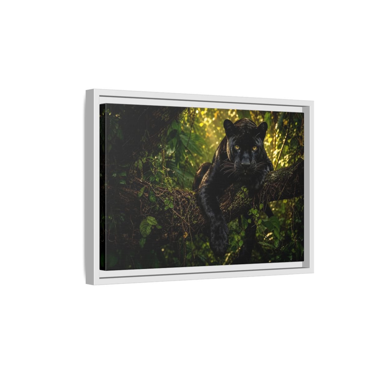 Animals Panther Black Framed Canvas Print – realistic Living Room, Above Couch - YesArtYes