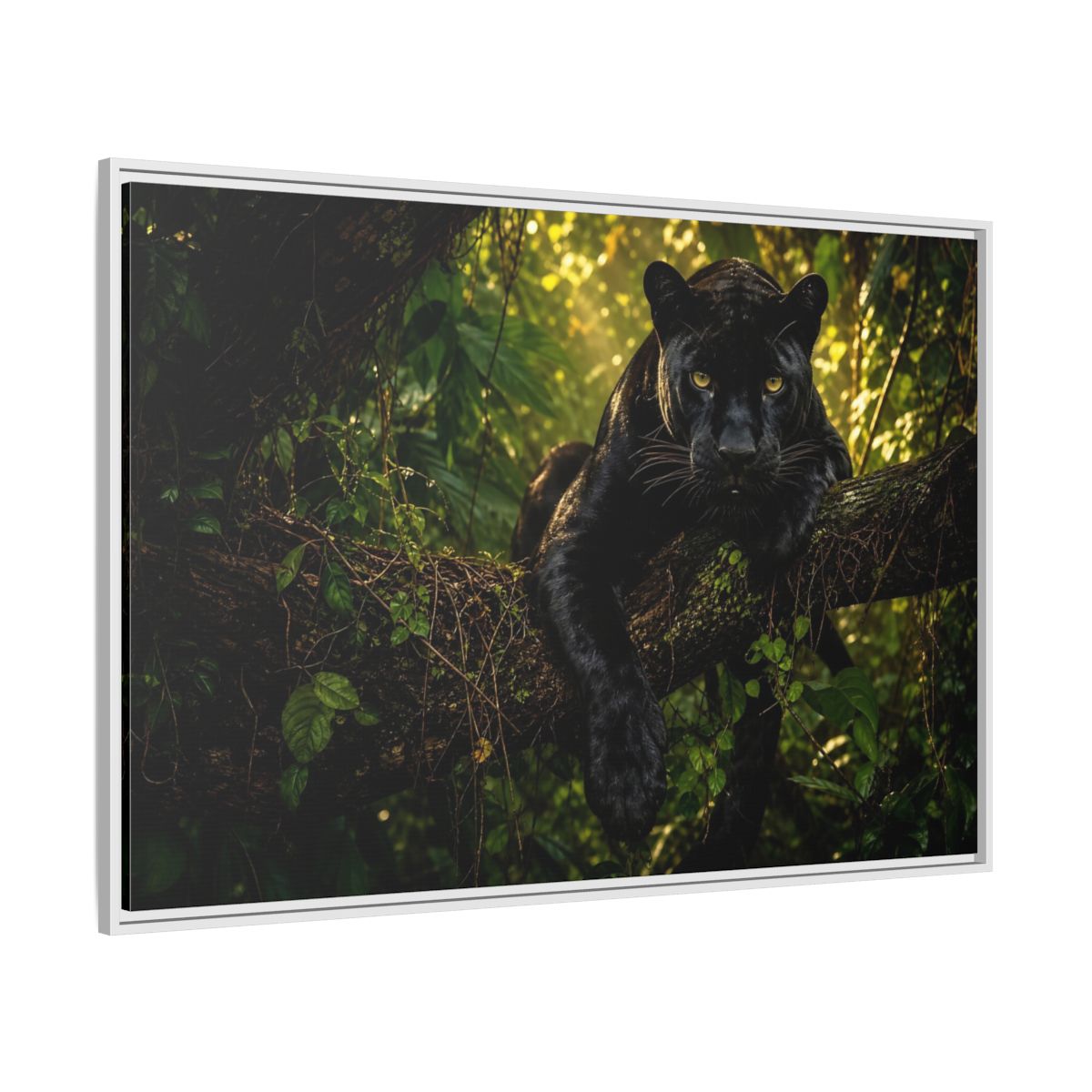Side Mockup 7. Animals Panther Black Panther shown as stretched canvas wall art